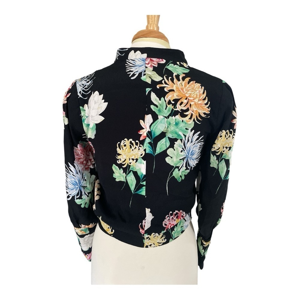 Zara Floral Bomber Jacket - Black and Multicolor - Picture 3 of 5